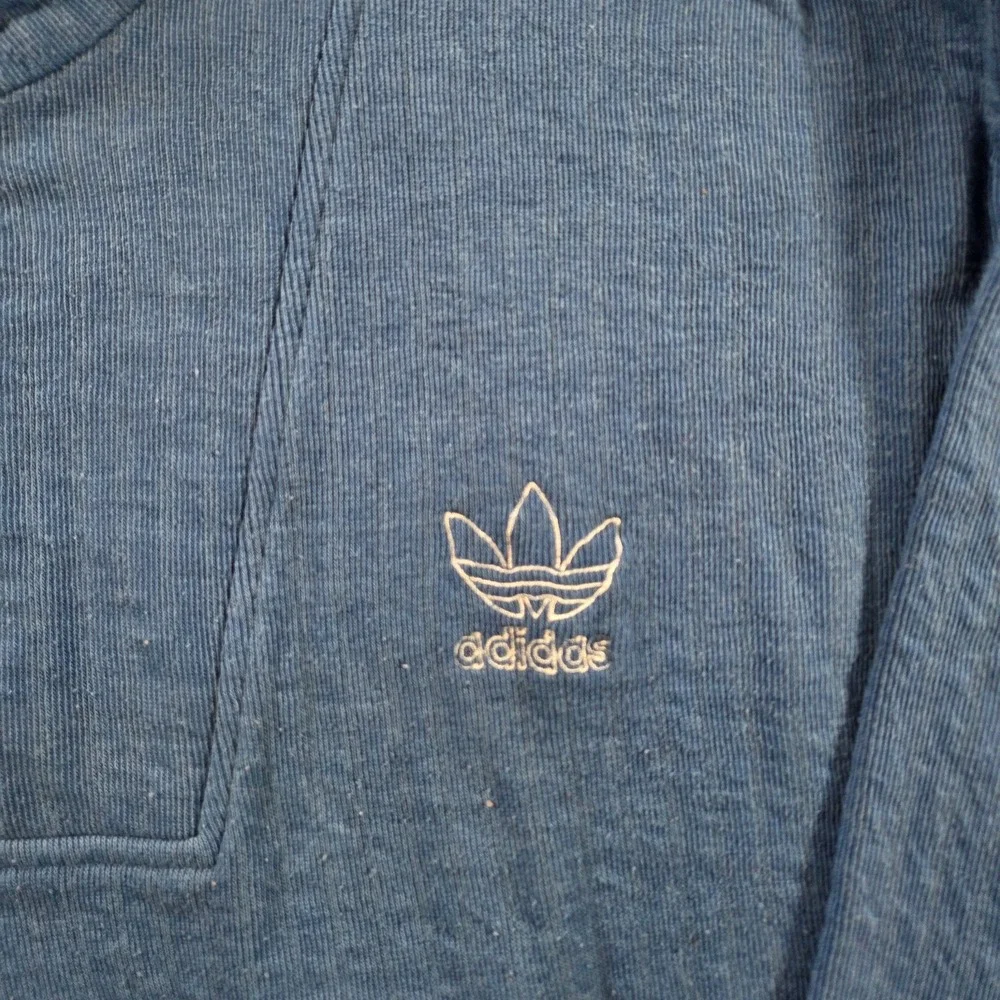 Vintage Adidas Sweatshirt Mens Small Blue 1/4 Zip Warm Up Trefoil Pullover 80s